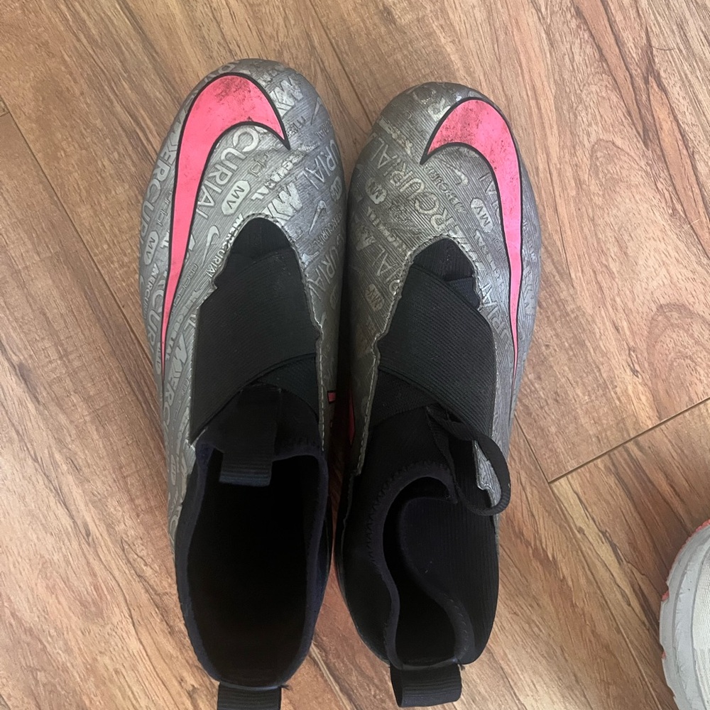 Nike Gray and Pink Soccer Cleats